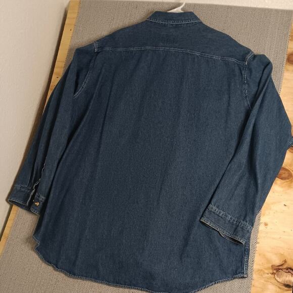 Cabela's Vintage Denim Shirt Mens XXXL Blue Embroidered Big Man Hunting Logo - Picture 8 of 13